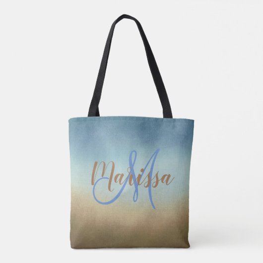 Blue Brown Ombre Monogram Tasche (Rückseite)