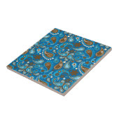 Blue Brown Paisley Floral Blume Bauer Fliese (Seite)