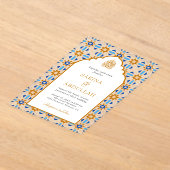Blue Brown Persian Mosaic Muslim Wedding Acryleinladungen (Ablage )