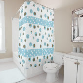 Blue Brown Polka Dots Badezimmer Duschvorhang (Beispiel)