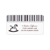 Blue & Brown Rocking Horst Address Labels Adressaufkleber (Vorne)