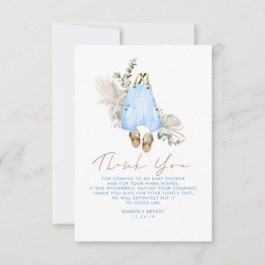 Blue Brown Sage Baby Dusche Kleines Danke (Vorderseite)