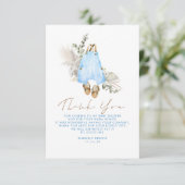 Blue Brown Sage Baby Dusche Kleines Danke (Stehend Vorderseite)