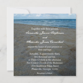Blue+Brown Sands Beach Hochzeitseinladungen Einladung