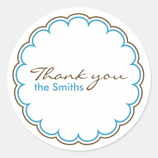 Blue Brown Scallop Danke Stickers (Vorderseite)