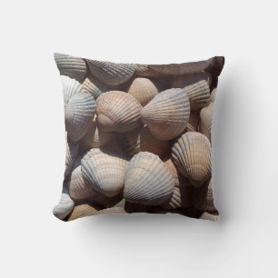 Blue Brown Seashells Summer Beach Pillow Kissen