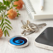 Blue Brown Spirale Niedlich Cool Moderne Abstrakte Schlüsselanhänger (Seite)