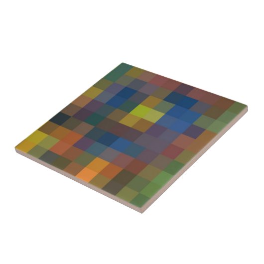 Blue Brown Squares Keramik Tile Fliese (Seite)