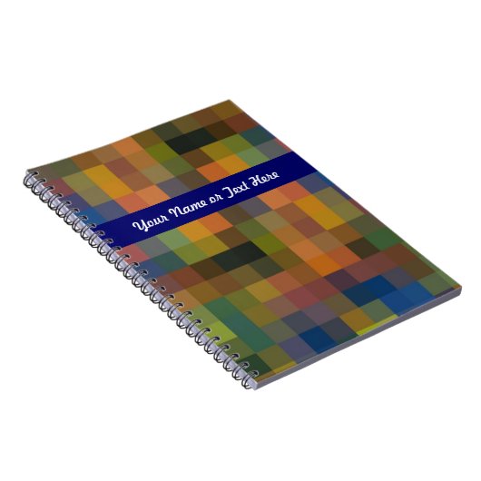 Blue Brown Squares Spiralnotebook Notizblock (Rechte Seite)