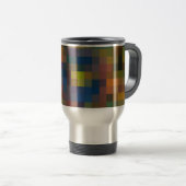 Blue Brown Squares Travel Mug Reisebecher (VorderseiteRechts)