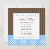 Blue Brown Stork Dots Boy Baby Dusche Einladung (Rückseite)