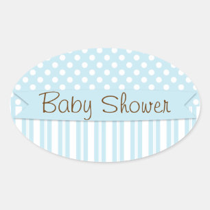 Blue Brown Sweet Boy Polka Dot Baby Dusche Ovaler Aufkleber