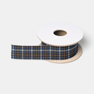 Blue Brown Tartan Karierte Hütte Core Style Satinband