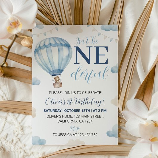 Blue Brown Teddy Bären Boy Geburtstag Einladung