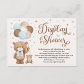 Blue Brown Teddy Bear Baby Boy Display Dusche Begleitkarte (Vorderseite)