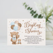 Blue Brown Teddy Bear Baby Boy Display Dusche Begleitkarte (Stehend Vorderseite)