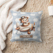 Blue Brown Teddy Bear Baby Dusche Personalisiert Kissen (Decke)