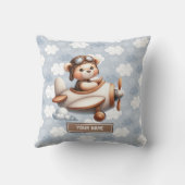 Blue Brown Teddy Bear Baby Dusche Personalisiert Kissen (Rückseite)