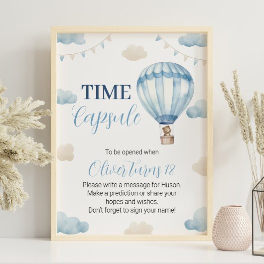 Blue Brown Teddy Bear Birthday Time Kapsel Poster