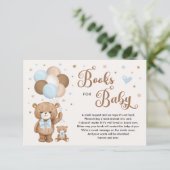 Blue Brown Teddy Bear Books for Baby Boy Begleitkarte (Stehend Vorderseite)
