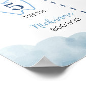 Blue Brown Teddy Bear Boy Birthday Milestone Zeich Poster (Ecke)