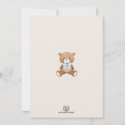 Blue Brown Teddy Bear mit Balloons Boy Birthday I Einladung (Rückseite)