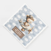 Blue Brown Teddy Bear Pilot Napkins für Baby Boys Serviette (Ecke)
