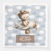 Blue Brown Teddy Bear Pilot Napkins für Baby Boys Serviette (Vorderseite)