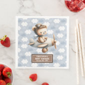 Blue Brown Teddy Bear Pilot Napkins für Baby Boys Serviette (Beispiel)
