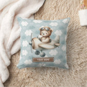Blue Brown Teddy Pilot Pillow Custom Baby Boy Gesc Kissen (Decke)