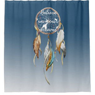 Blue Brown Turquoise Dream Catcher Duschvorhang