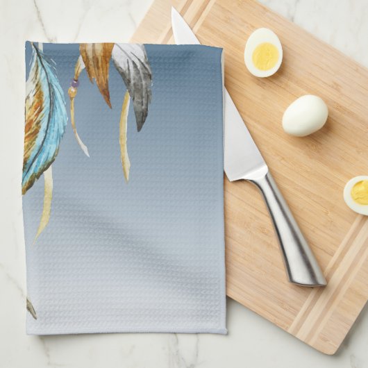 Blue Brown Turquoise Dream Catcher Geschirrtuch (Viertel Falte)