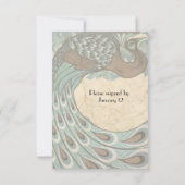 Blue Brown verblasste Vintage Peacock-uAwg RSVP Karte (Rückseite)