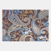 Blue Brown Vintag Paisley New Geschenkpapier Set (Vorderseite 3)