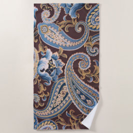 Blue Brown Vintag Paisley New Strandtuch