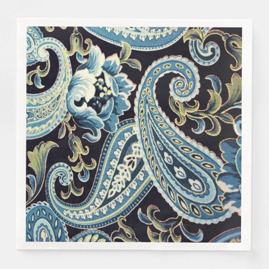 Blue Brown Vintag Paisley Serviette (Vorderseite)