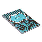 Blue Brown White Strip Damask Journal-Notebook Notizblock (Rechte Seite)