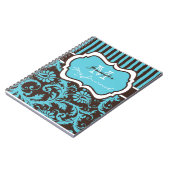 Blue Brown White Strip Damask Journal-Notebook Notizblock (Linke Seite)
