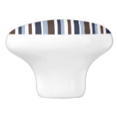 Blue Brown & White Stripes Boys Dresser Keramikknauf (Seitenansicht)