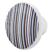 Blue Brown & White Stripes Boys Dresser Keramikknauf (Rechts)