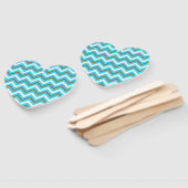 Blue Brown White Zag Lines Geometric Sea Waves Fächer (Non-assembled)