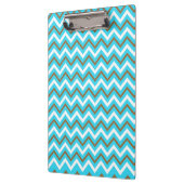 Blue Brown White Zig Zag Lines Geometric Sea Waves Klemmbrett (Links)