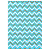 Blue Brown White Zig Zag Lines Geometric Sea Waves Klemmbrett (Rückseite)