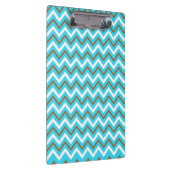 Blue Brown White Zig Zag Lines Geometric Sea Waves Klemmbrett (Rechts)