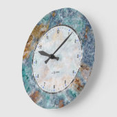 Blue & Brownl Marble Stone Pattern Große Wanduhr (Winkel)