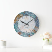 Blue & Brownl Marble Stone Pattern Große Wanduhr (Zuhause)