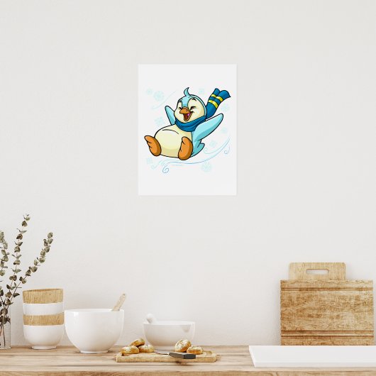 Blue Bruce gleitet über Eis Poster (Küche)