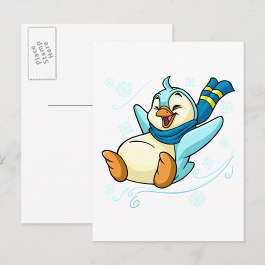 Blue Bruce gleitet über Eis Postkarte (Vorne/Hinten)