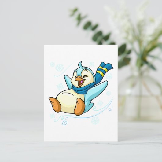 Blue Bruce gleitet über Eis Postkarte (Stehend Vorderseite)