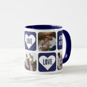 Blue Brush Script Photo Collage World's Best Dad Tasse (VorderseiteRechts)